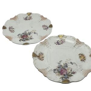 Mignon Z.S. & Co. Bavaria Decorative Floral Design 2 Plate Set Germany Used
